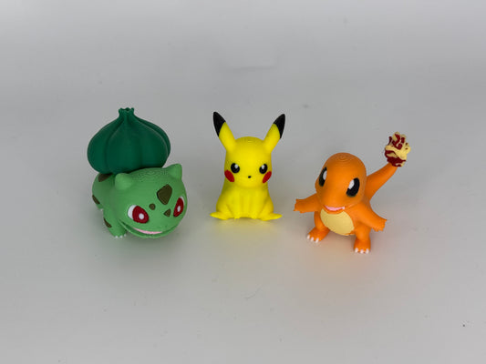 Set Pokemons (Pikachu, Bisasam, Glumanda)